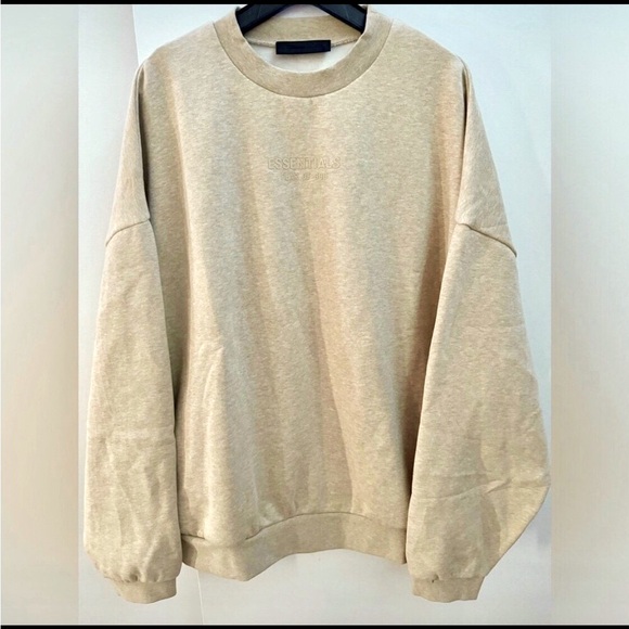 Fear of God Essentials Sweatshirt Mock Neck Pullover Oatmeal Beige Men’s Size XL - Picture 1 of 5